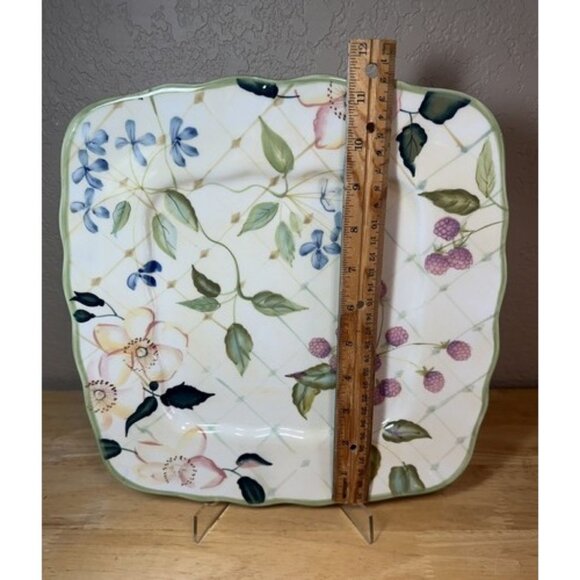 TRACY PORTER Evelyn Collection Square Dinner Or Serving Platter Floral 11 3/4" - Picture 6 of 7